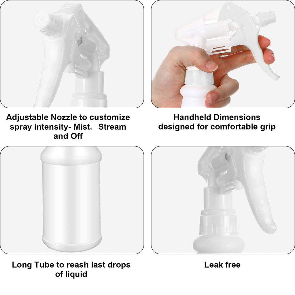 Eccliy 12 Pcs 16 Oz Plastic Spray Bottle, Adjustable Empty Reusable Sprayer for Cleaning, Planting, Water, Bathroom and Kitchen, BBQ, Commercial and Residential (Original,Green,White)