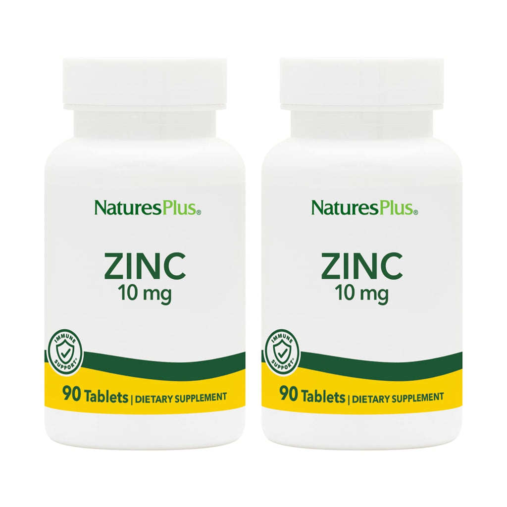 NaturesPlus Zinc 10 mg - 90 Tablets, Pack of 2 - Supports Immune Health & Overall Well-Being - High-Potency Amino Acid Chelate Form - Gluten Free, Vegetarian - 180 Total Servings