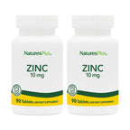 NaturesPlus Zinc 10 mg - 90 Tablets, Pack of 2 - Supports Immune Health & Overall Well-Being - High-Potency Amino Acid Chelate Form - Gluten Free, Vegetarian - 180 Total Servings