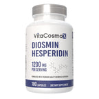 VitaCosmoX Diosmin Hesperidin 1200 mg Complex, 180 Capsules, Citrus Bioflavonoids Rich Fruit Extract, 100% Vegetarian, Non-GMO & Gluten Free Diosmin Supplement with Max Strength