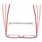 REAVEE 5 Pack Slim Portable Reading Glasses for Men Women, Computer Blue Light Blocking Small Readers Metal Frame Spring Hinge with Pocket Compact Pen Case, Black Red Pink Blue Gold 2.5