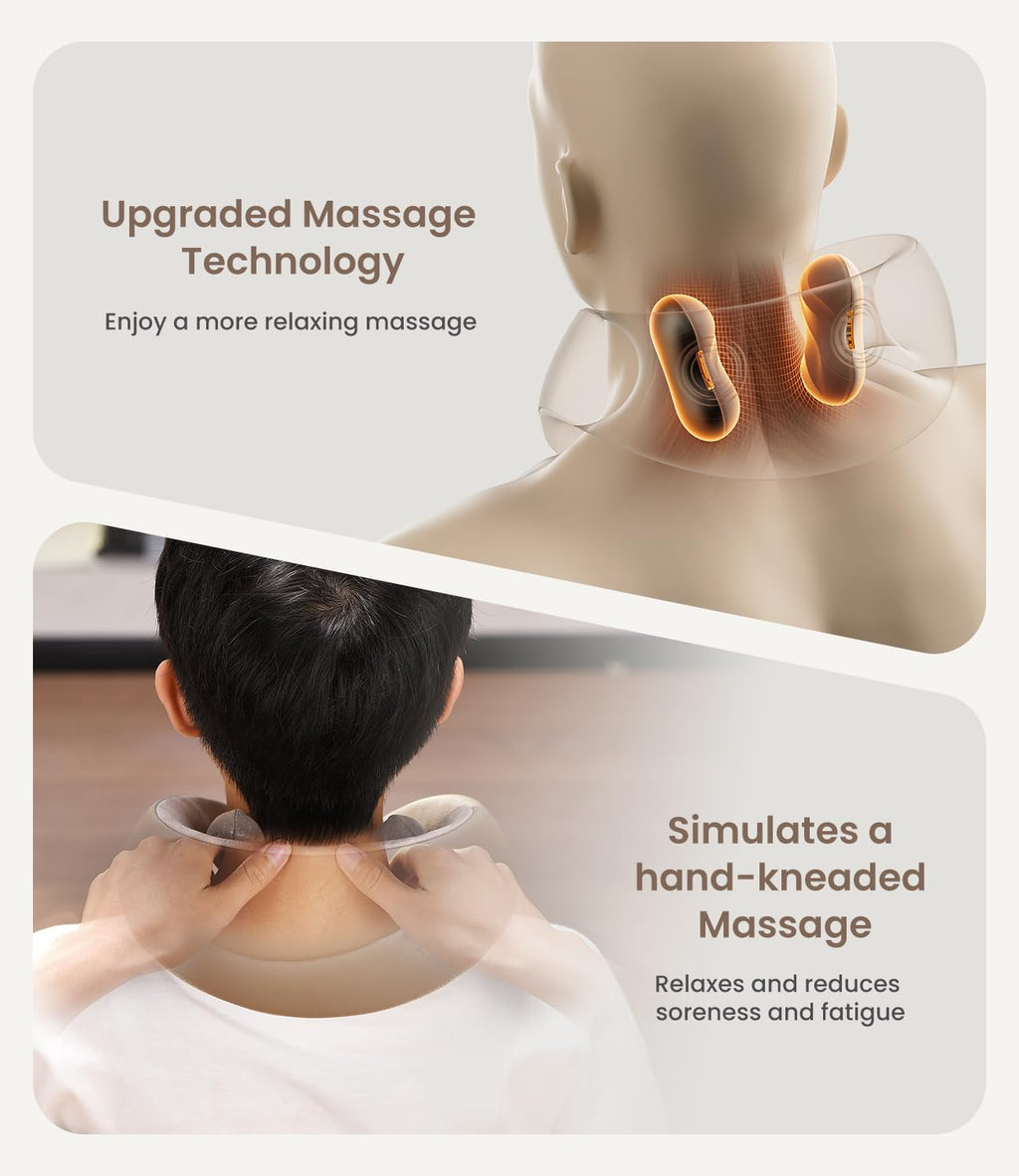 RENPHO Cordless Neck Massager with Heat, 6D Kneading Massage, Portable Heated Neck Pain Relief Massager for Travel, Gifts for Women & Men