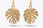 Palm Leaf Dangle Earrings for Women - Lightweight Gold Botanical Jewelry, Handmade Nature-Inspired Gift for Mom