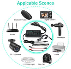 Universal Power Supply 3V~24V 3A 72W Adjustable Variable 3V 5V 9V 12V 18V 20V 24V AC/DC Adapter Charger, 100V-240V AC to DC Converter with 14 Tips, Polarity Converter and 4-Way Power Splitter Cable