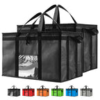 NZ home Insulated Bags for Food Delivery (3XL) Grocery Shopping Cooler Bag, Pizza Delivery, Hot & Cold Catering Tote, Reusable, Foldable & Heavy Duty (2 Pack, Black)