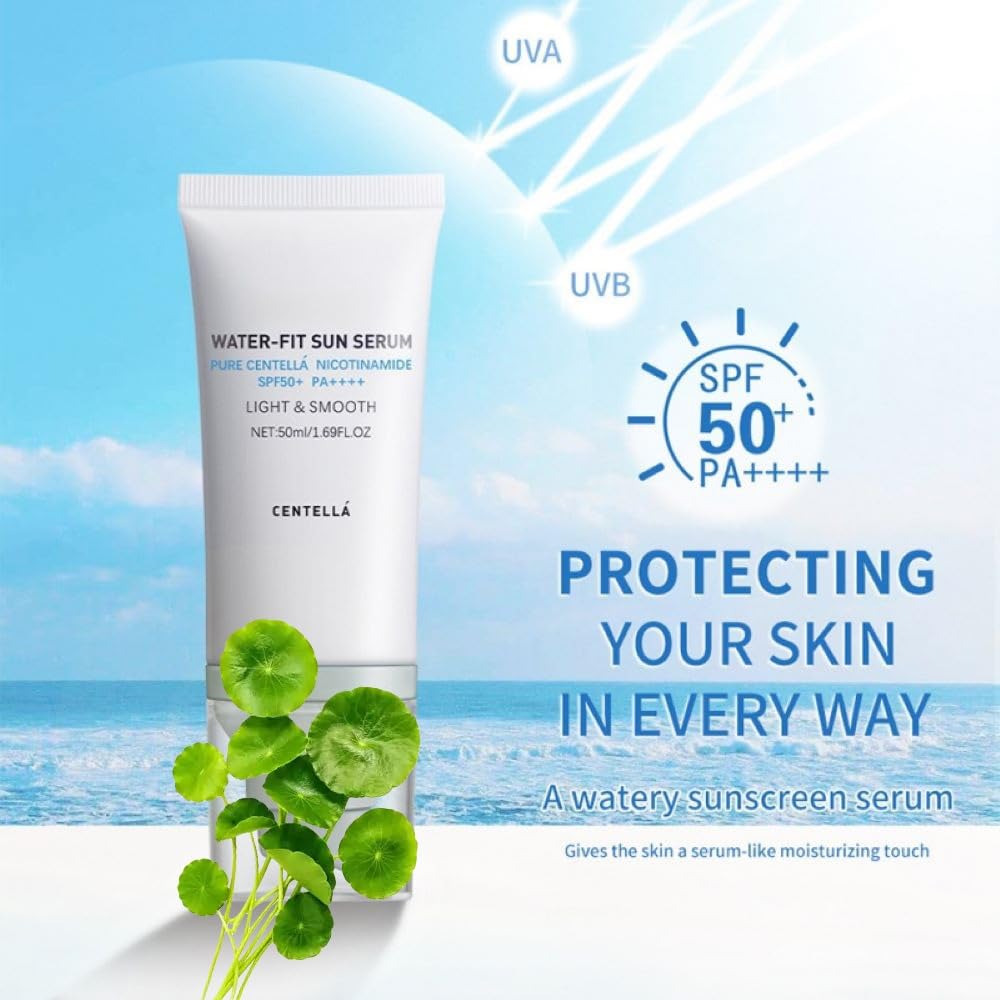 2 Pcs Centella Sunscreen,Lightweight HydratingSPF50 Centella Sunscreen for All Skin Type and UV Defense.
