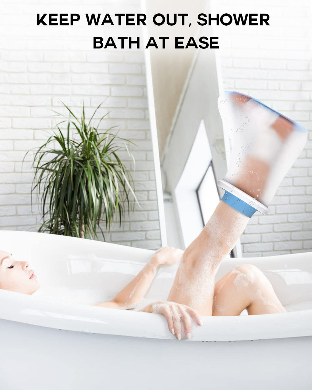 Waterproof Foot Cover for Shower Adult, Foot Cast Covers with Non-Slip Padding Bottom, Watertight Ankle Foot Cast Protector for Surgery Bandage Dressing Wound, Reusable