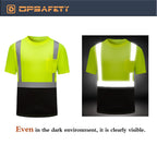 DPSAFETY Hi Vis Safety Shirts，High Visibility T Shirts with Reflective Strips and Pocket, Quick Dry Mesh Construction Work Shirt for Men/Women Black Bottom Lime 3pk 2XL