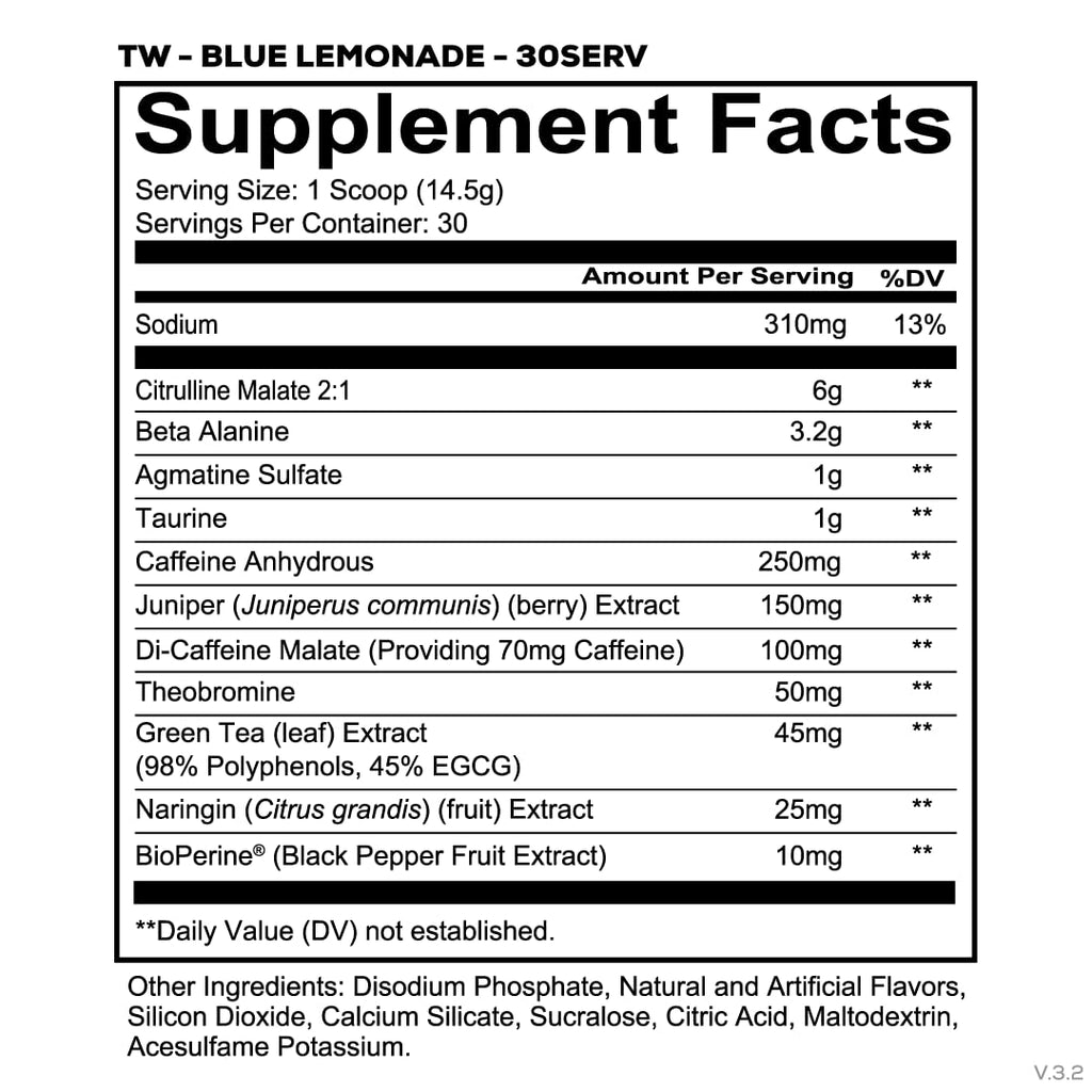 REDCON1 Total War Pre Workout Powder | Blue Lemonade | 320mg Caffeine + Citrulline Malate + Beta Alanine (30 Servings)