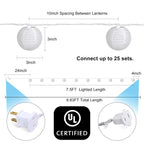 TIGOMOOV 10 White Nylon Lantern String Lights-120V Plug in 9.83FT White Wire, Waterproof Indoor Outdoor Hanging Lantern Lights for Patio, Garden, Bedroom, Wedding, Party and Christmas Holiday Decor