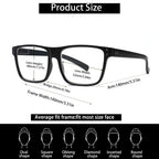 Kerecsen 5 Pack Oversized Reading Glasses Blue Light Blocking Square Large Frame Readers for Men and Women (5 Black, 1.75, x)