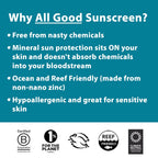 All Good Sunscreen - Tinted Mineral Sunscreen for Face & Body - SPF 30, Water Resistant, Coral Reef Friendly, Coconut Oil, Jojoba Oil, Shea Butter, Aloe 3 oz (2-Pack)