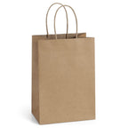 BagDream Gift Bags with Handles 5.25x3x8 Inch Small Brown 100 Pack Bulk