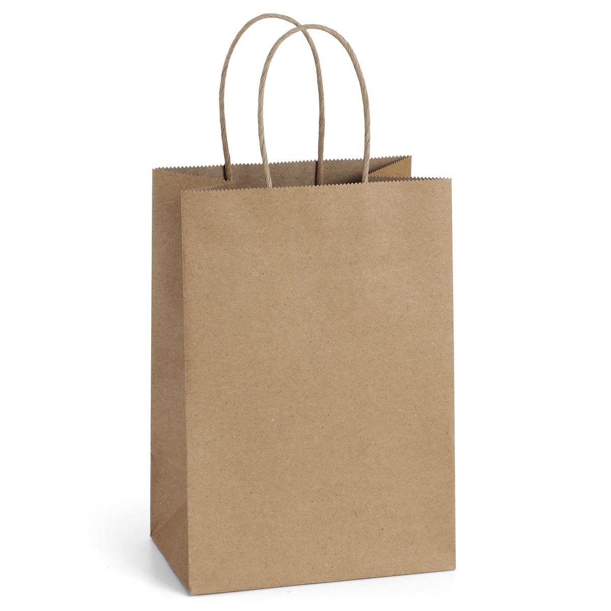 BagDream Gift Bags with Handles 5.25x3x8 Inch Small Brown 100 Pack Bulk