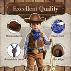 SeptCity Toddler Cowboy Hat and Blue Bandana for Age 2-5 (Brown)