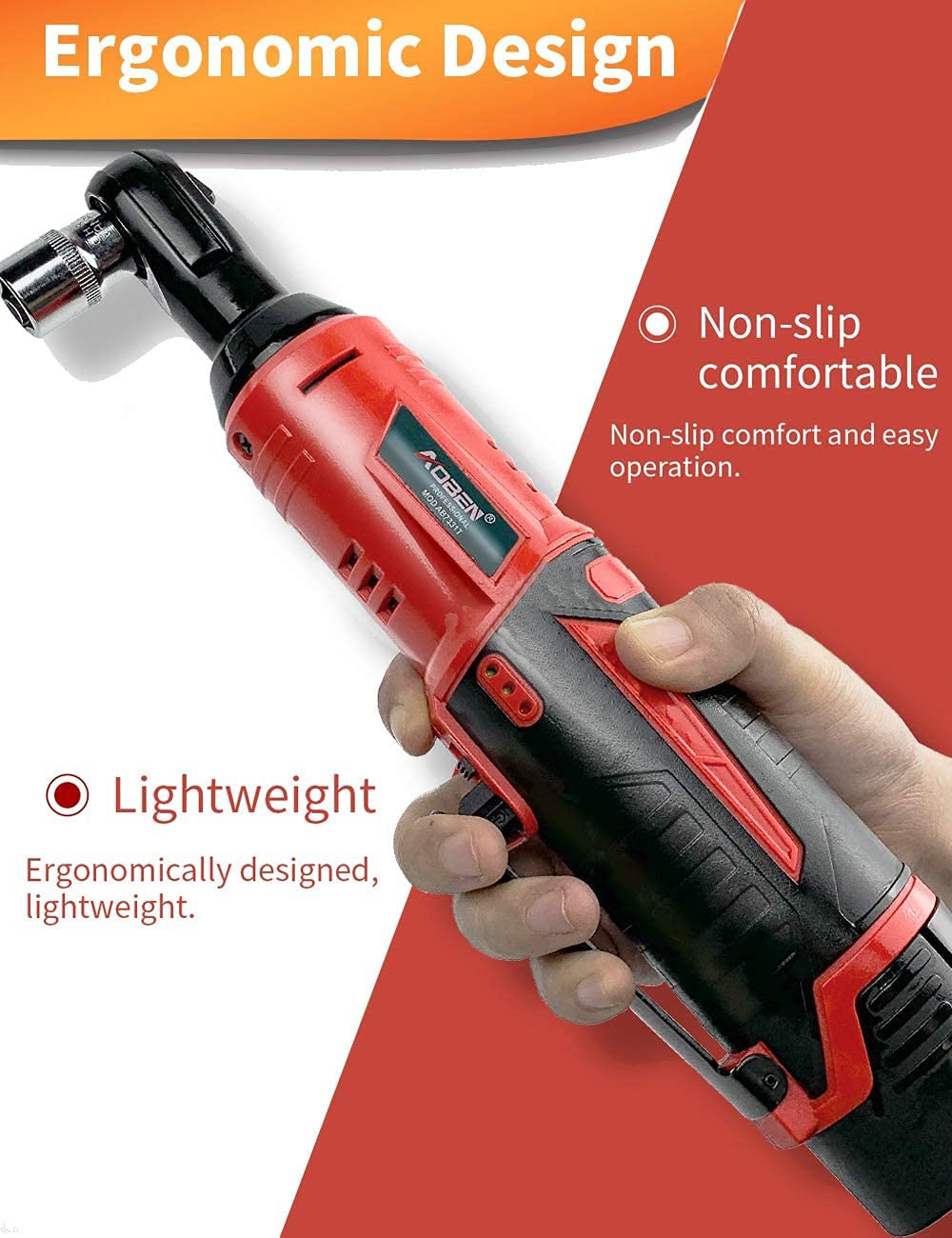 AOBEN 3/8" 12V Power Electric Ratchet Wrench Set with 1 2000mAh Lithium-Ion Battery And Charger