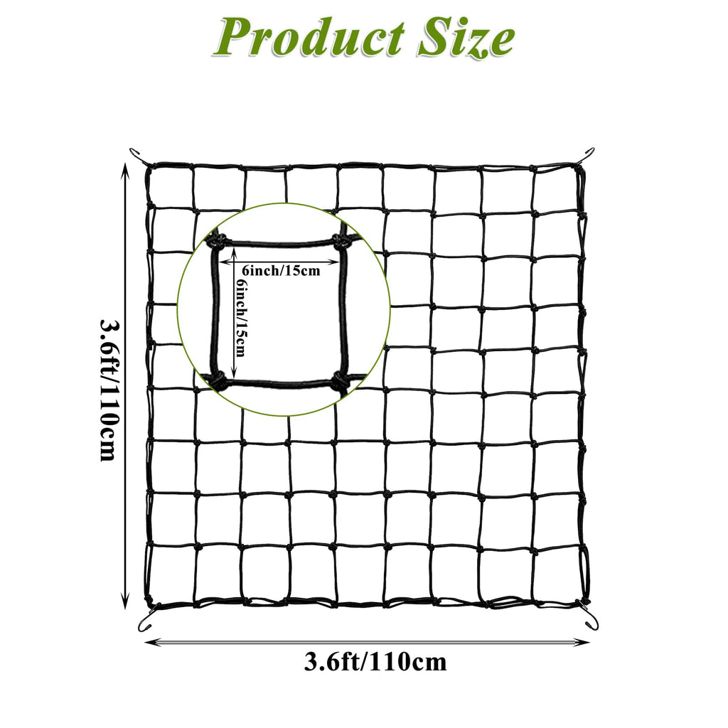 GBACHOOSE 2 Pack 5x5 ft Elastic Trellis Netting for Grow Tent, Heavy Duty Plant Support Net with Steel Hooks and 100 Zip Ties, Black Garden Trellis Net for Tomatoes, Cucumbers, Vines