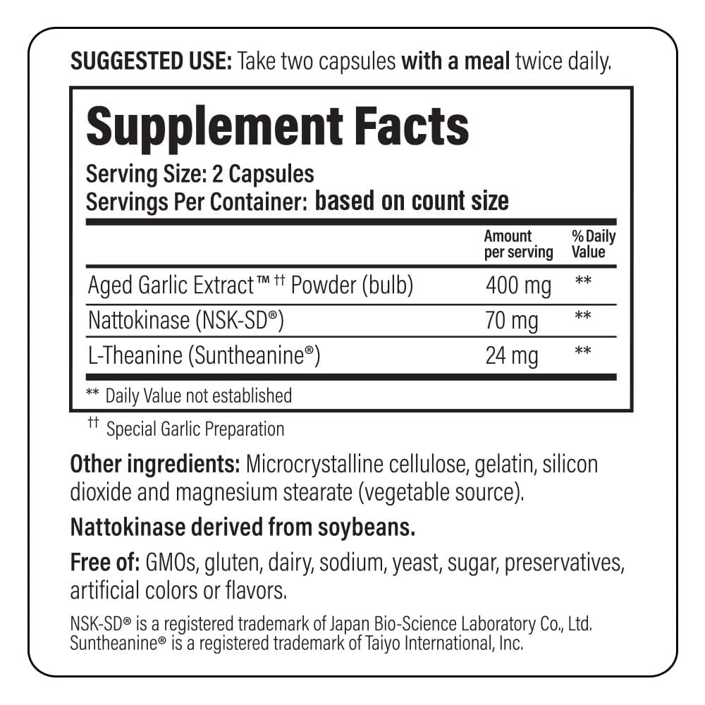Kyolic Aged Garlic Extract Formula 109, Blood Pressure Health*, 80 Capsules