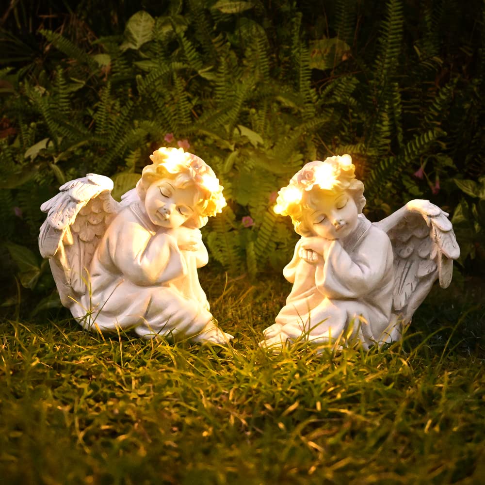 Garden Angel Statue Outdoor Decor Angel Solar Light Outside Decorations