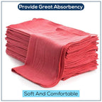 Simpli-Magic Cotton Shop Towels 14"x12" (90 Pack) – Reusable Cleaning Shop Rags for Automobiles, Industries, Garage and Homes (Red)