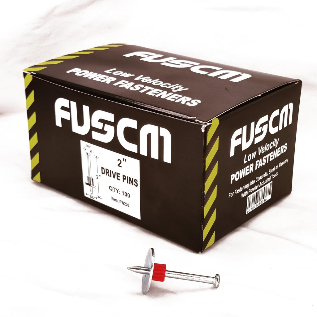 FVSCM 2" Powder Actuated Fasteners, Drive Pins with 1" Washer, PW200, 100pcs/pack