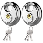 Puroma Keyed Padlock, Stainless Steel Lock Heavy Duty Locks with 6 Keys, Waterproof and Rustproof Storage Lock with 3/8 Inch Shackle for Warehouse, Garage, Storage Locker, and Outdoors (2 Pack)
