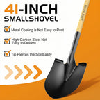 Shovel for Digging Round Point Garden 41 Inch D Wood Handle Steel Blade