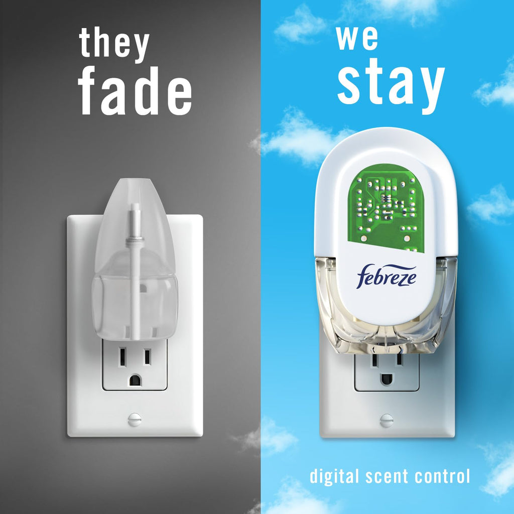 Febreze Plug In Air Freshener, Odor-Fighting Scented Oil Refill, Linen & Sky Scent, 4 Refills