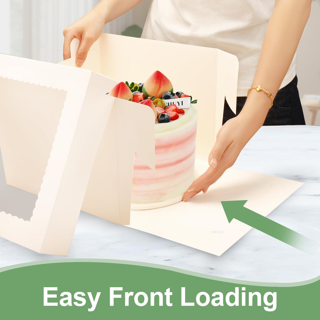 LNDIEHS 6 Pack Cake Boxes with Window, 12x12x8 Inches, for Wedding Birthday
