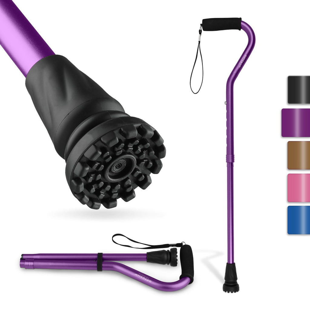 GPTCAMP Walking Cane and Walking Stick for Men Women,Lightweight Folding Canes with Offset Soft Cushioned Handle,Adjustable & Collapsible,Mobility & Leg Surgery Recovery