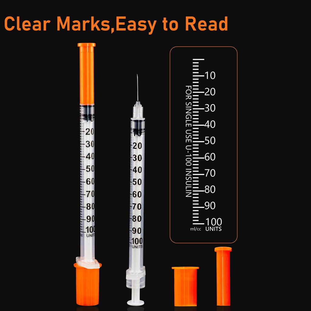 1ml Syringe with Cap, 31G 1/4" 6mm 1cc Syringes, Pack of 20