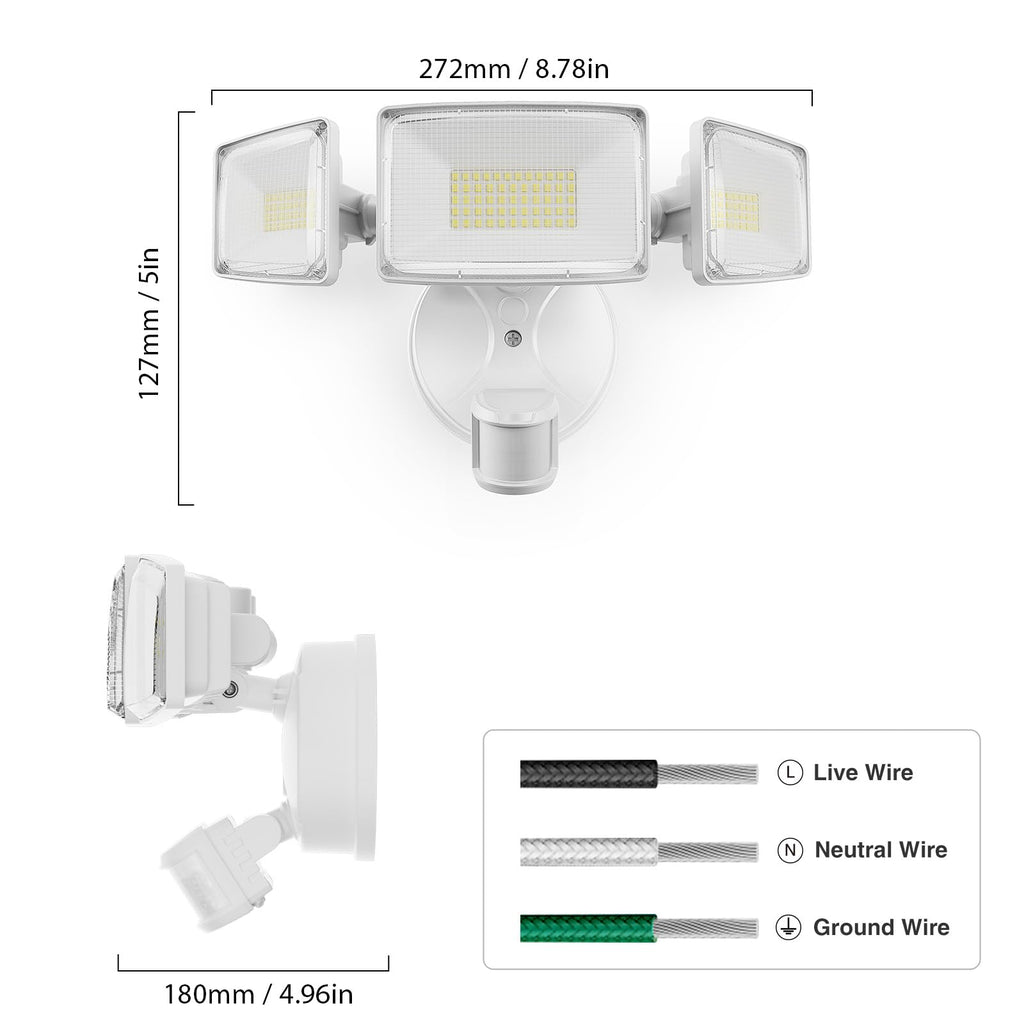 Onforu 100W LED Motion Sensor Outdoor Lights, Dusk to Dawn Flood Light Outdoor Motion Sensor, Hardwired Security Lights Floodlights Outside 11000LM 6500K Daylight IP65 Waterproof (White)