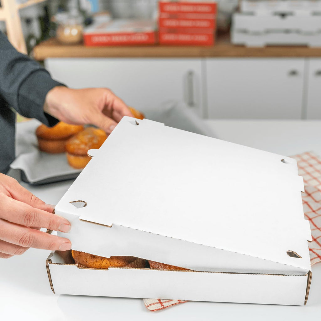 Karat Pizza Boxes 12" x 12" x 2" [50 Pack] White Corrugated Boxes | Ventilated, Grease-Resistant, Durable for Pizza, Catering or Shipping Use