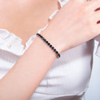 14K White Gold Plated 5mm Cubic Zirconia Tennis Bracelet for Women and Men, Classic Silver Diamond Tennis Bangle Bracelets, Adjustable Detachable 7.6IN Length, Suitable for Everyone (Pure Black)
