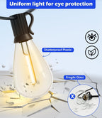 luckystyle 30FT LED Outdoor String Lights with 10+1 Edison Shatterproof Waterproof Bulbs, 2700K Commercial Grade Patio Lights, Heavy Duty Outside Hanging Outdoor Lights for Garden Porch Deck Decor