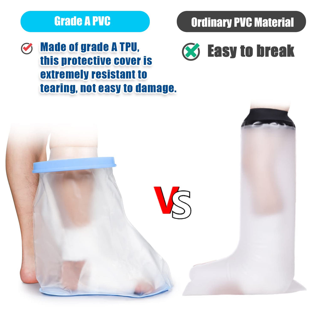 Sumifun Waterproof Foot Cast Covers for Shower Adult with Non-slip Padding Bottom, Watertight Ankle Cast Protector Keep Wounds Dry