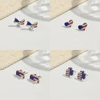 Dreuyet 12 Pairs 4th of July Earrings Set for Women American Flag Patriotic Stud Earrings Red White Blue USA Flag Jewelry for Independence Day Memorial Day Party Gifts (Red)