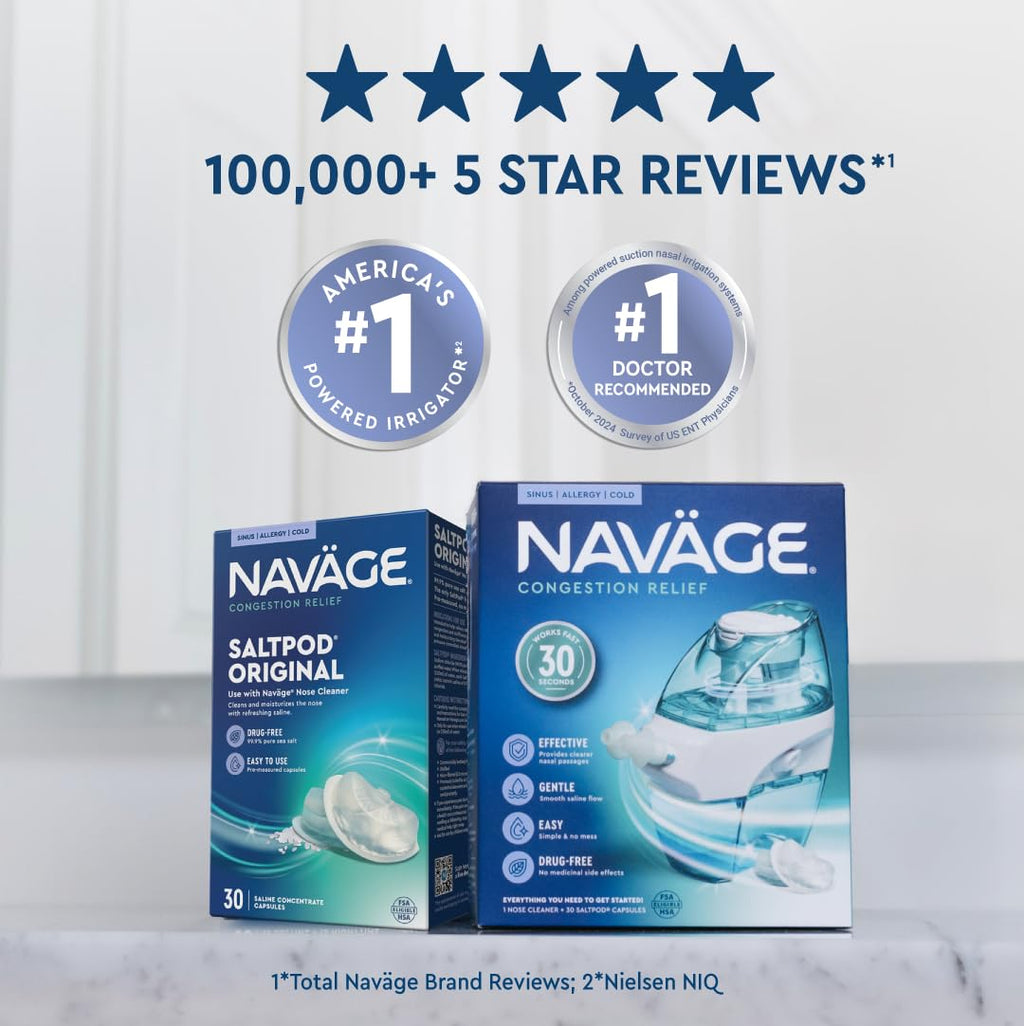 Navage® Salt Pods Refills (90 SaltPods) - Pre-Measured Saline Nasal Original Pods, Clear Mucus, Irritants & Allergens for Breathable, Comfortable Sinuses - Designed Nasal Irrigation System