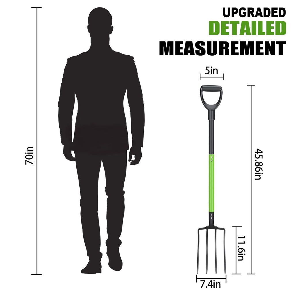 GARDENWORK Garden Fork,45-Inches Pitch Fork with Enhanced&Steel D-Handle