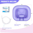 Cehim Inflatable Shampoo Basin - Portable Shampoo Bowl, Hair Washing Basin for Bedridden, Disabled,Injured, Hair Wash Tub for Dreadlocks and at Home Sink Washing (Light purple)
