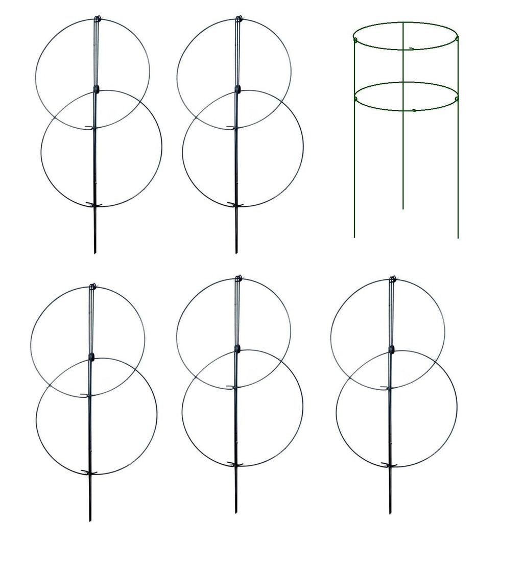 MTB Supply 5 Pack 36" x 18" Peony Double Ring Plant Support,Plant Support Stakes for Tomatoes Peony Lily Rose Plant Support Rings Peony Cages for Outdoor Plants Flowers Vegetables