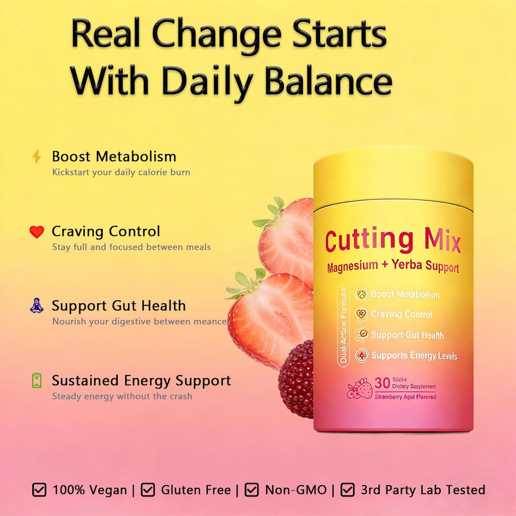 INFNTVITA Cutting Drink Mix – Energy & Metabolism Support | Berberine, Yerba Mate & Prebiotic Fiber | Gut Health & Daily Wellness | Sugar-Free, Vegan | 30 On-The-Go Stick Packs