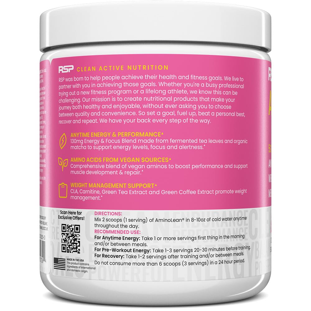 AminoLean Pre Workout Powder - Natural Amino Energy with Vegan Amino Acids