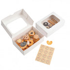 YEKTFS 24 Pack Cookie Boxes with Window, 9x6x3 Inch White Bakery Containers for Desserts, Candy, Muffins, Donuts, Chocolate Covered Strawberries & Gift Giving