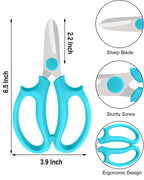 BINCKIN Flower Scissors - 12 Pcs Stainless Steel Flower Shears, Garden Plant Floral Shears for Fresh Flowers Stems (Blue, Green, Pink, Violet)