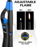 NEON Lighter, Refillable Butane Candle Lighter, 24 Pack Multi-Purpose Reusable Lighters with Long Metal Wand and Adjustable Soft Flame for BBQ, Grill, Stove, Camping, Hiking, Fireplaces, Kitchen