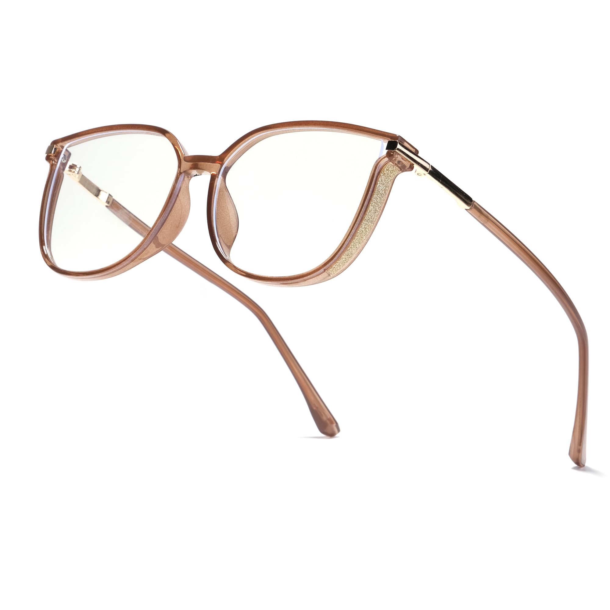 ZanyLen Medium Blue Light Glasses For Woman Computer/Game/TV/Mobile Phone Glasses Blue Light Blocking Glasses Fashion Women Eyeglasses(Champagne)
