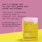 Glow Body Wipes for Women - Cleansing Large Wash Cloth - Extra Thick & Moist - Armpit Sweat Cloths for Body Odor - No Rinse, No Shower - Lavender Rose - Caffeine & Collagen Peptide