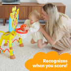 Move2Play, Giraffe Basketball Hoop & Soccer Goal Activity Center | 30+ Sounds & Lights | 1, 2, 3+ Year Old Gift & Birthday Present | 6, 12, 18, 24+ Month Toy For Baby, Toddler, Boys, & Girls