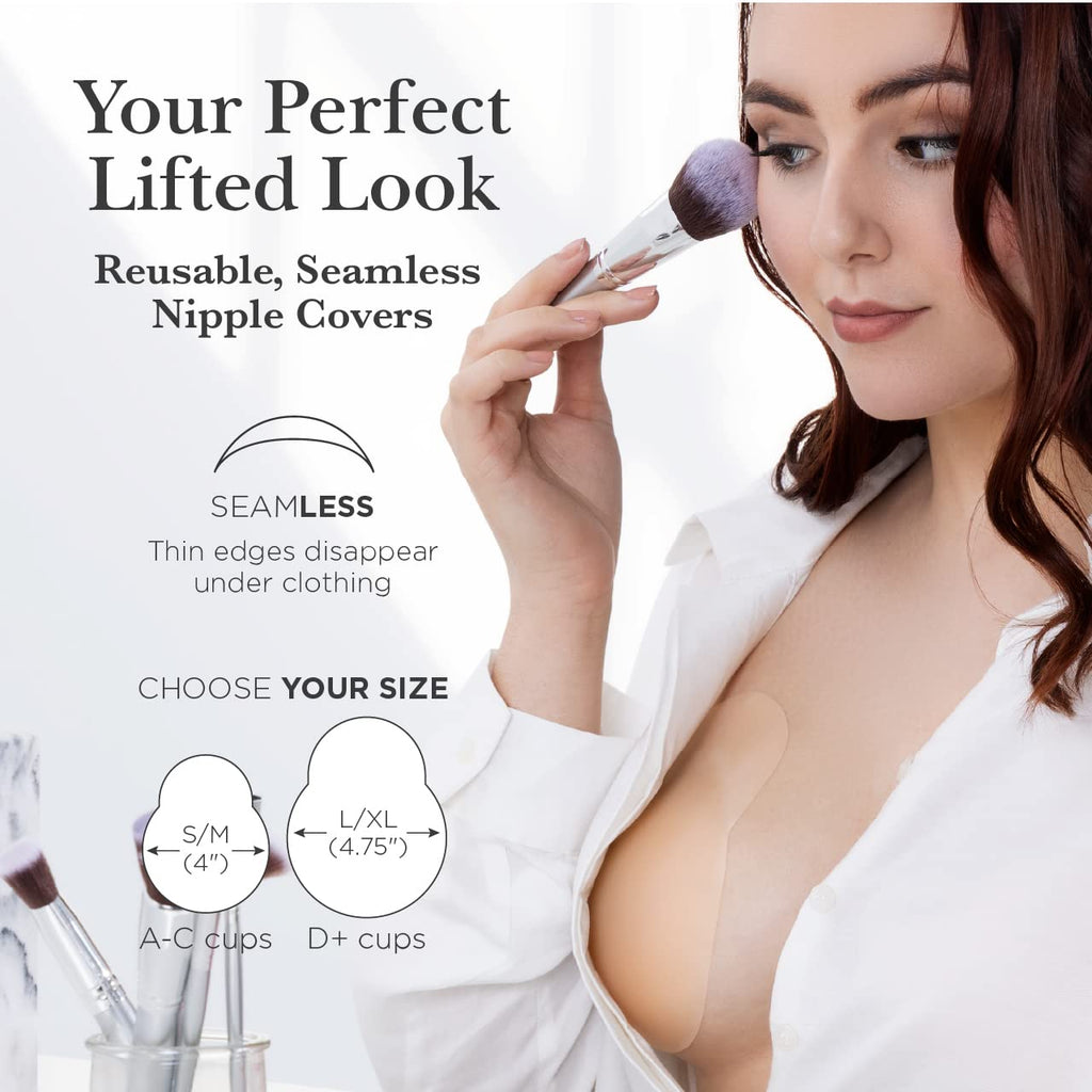 Nippies Lifting Silicone Nipple Covers, Skin Safe Adhesive Pasties Caramel